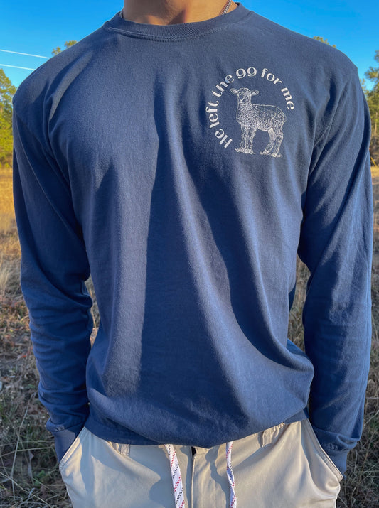 "He Left The 99 For Me" Long Sleeve Shirt - Blue