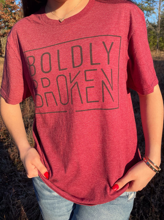 "Boldly Broken" T-Shirt - Burgundy