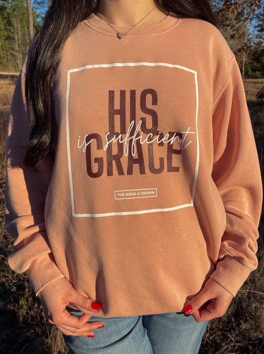 "His Grace Is Sufficient" Crewneck Sweatshirt - Dusty Pink