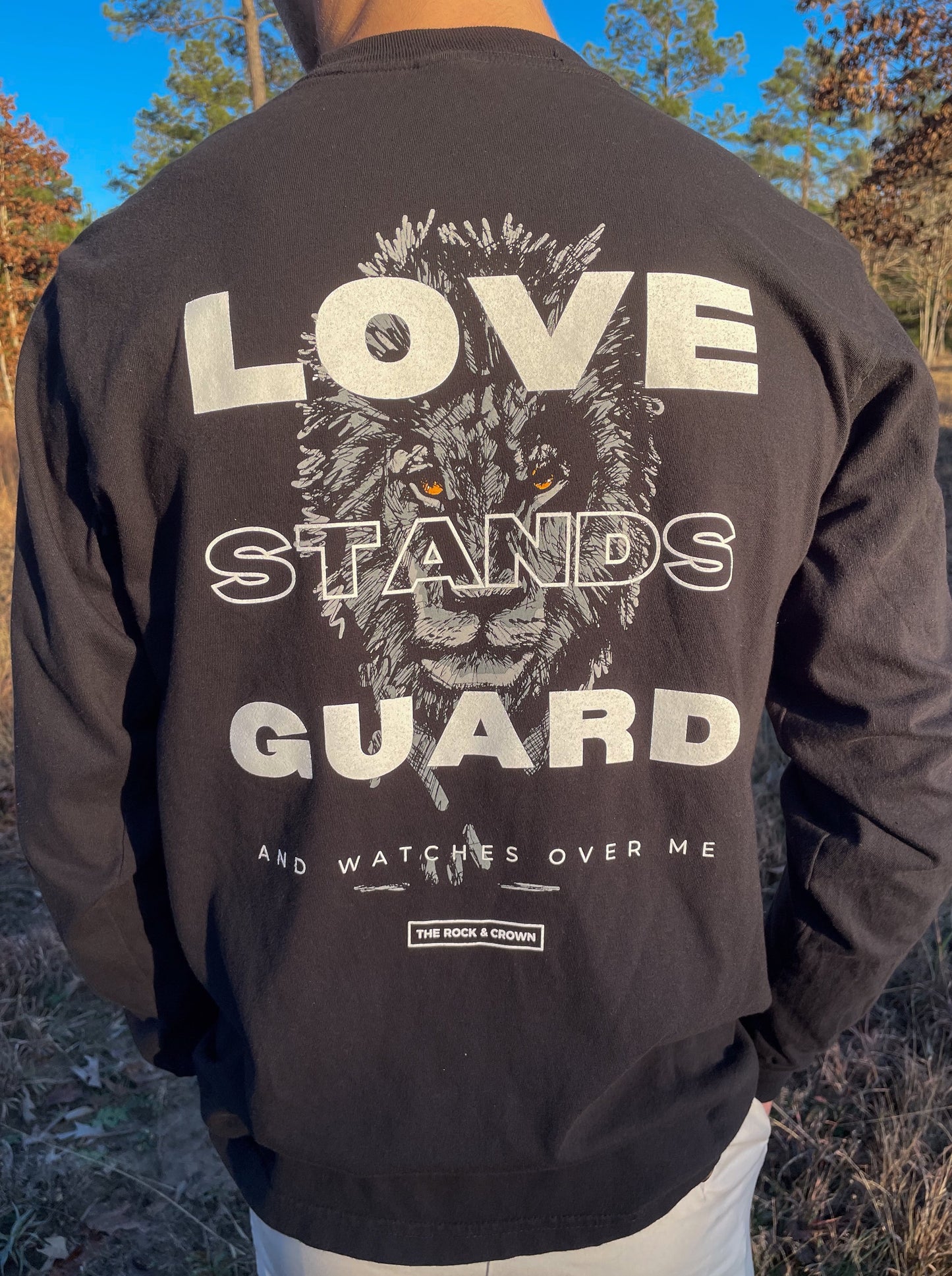"Love Stands Guard" Long Sleeve Shirt - Black