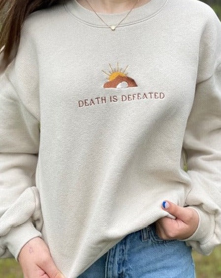 Death is Defeated- Cropped Crewneck Sweatshirt